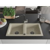 Mexen Mario chiuvetă de granit cu 2 compartimente cu baterie Flora, bej - 6504-69-670401-07-B