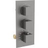 Mexen Cube baterie termostatice pentru cadă-duș cu 3 ieșiri, gun gray periat - 77503-66