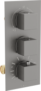 Mexen Cube baterie termostatice pentru cadă-duș cu 3 ieșiri, gun gray periat - 77503-66