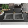 Mexen Mario chiuvetă de granit cu 2 camere cu baterie de bucătărie Flora, gri - 6504-71-670401-57-B