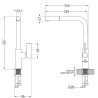 Chiuvetă de bucătărie granitică Mexen Mario cu 2 compartimente și baterie Flora, negru cu pete - 6504-76-670401-75-G