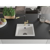 Mexen Milo chiuvetă de bucătărie granit 1-cameră cu baterie Flora, albă - 6505-20-670401-57-B