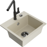 Mexen Milo gránit mosogatótálca 1-medencés Flora konyhai csapteleppel, bézs - 6505-69-670401-70-B