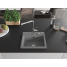 Mexen Milo chiuvetă de bucătărie din granit cu 1 cuvă și baterie Flora, gri - 6505-71-670401-00