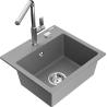 Mexen Milo chiuvetă granit 1-cameră cu baterie de bucătărie Flora, gri - 6505-71-670401-00