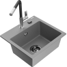 Mexen Milo chiuvetă granit 1-cameră cu baterie de bucătărie Flora, gri - 6505-71-670401-07-B