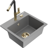 Mexen Milo chiuvetă de granit cu 1 cameră cu baterie de bucătărie Flora, gri - 6505-71-670401-57-G
