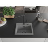 Mexen Milo chiuvetă de bucătărie din granit cu 1 cameră și baterie Flora, gri - 6505-71-670401-70-B