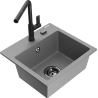 Mexen Milo chiuvetă de granit cu 1 cuvă cu baterie de bucătărie Flora, gri - 6505-71-670401-70-B