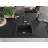 Mexen Milo chiuvetă de granit cu 1 compartiment cu baterie de bucătărie Flora, negru/argintiu metalic - 6505-73-670401-07