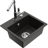 Mexen Milo chiuvetă de bucătărie granit cu 1 compartiment cu baterie Flora, negru/auriu metalic - 6505-75-670401-00