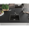 Mexen Milo chiuvetă de granit cu 1 compartiment cu baterie de bucătărie Flora, negru/auriu metalic - 6505-75-670401-07