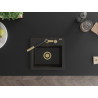 Mexen Milo chiuveta de granit cu 1 compartiment cu baterie de bucătărie Flora, negru/auriu metalic - 6505-75-670401-57-G