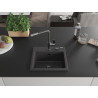 Mexen Milo chiuvetă de granit cu 1 compartiment și baterie de bucătărie Flora, negru cu pete - 6505-76-670401-08-B