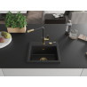 Mexen Milo chiuvetă de granit cu 1 compartiment și baterie de bucătărie Flora, negru - 6505-77-670401-57-G