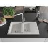 Mexen Gaspar chiuvetă de granit cu 1,5 compartimente cu scurgător și baterie de bucătărie Flora, alb - 6507-20-670401-02