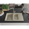 Mexen Gaspar chiuvetă granit 1,5 cuve cu scurgator si baterie bucătărie Flora, bej - 6507-69-670401-00