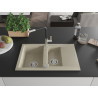 Mexen Gaspar chiuvetă de granit cu 1,5 cuve, cu scurgător și baterie de bucătărie Flora, bej - 6507-69-670401-07