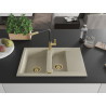 Mexen Gaspar chiuvetă de granit cu 1,5 compartimente, cu scurgător și baterie de bucătărie Flora, bej - 6507-69-670401-57-G