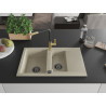 Mexen Gaspar chiuvetă de granit cu 1,5 compartimente cu scurgător și baterie de bucătărie Flora, bej - 6507-69-670401-57-B