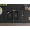 Mexen Gaspar chiuvetă de granit cu 1,5 vase, cu scurgător și baterie bucătărie Flora, negru - 6507-77-670401-57-B