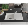 Mexen Pablo chiuvetă de granit cu 1 compartiment și scurgător cu baterie de bucătărie Flora, alb - 6510-20-670401-07-B