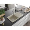 Mexen Pablo chiuvetă de granit cu un compartiment, cu picurător și baterie de bucătărie Flora, Bej - 6510-69-670401-00