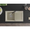 Mexen Pablo chiuvetă de granit cu un compartiment, cu picurător și baterie de bucătărie Flora, Bej - 6510-69-670401-07