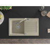 Mexen Pablo chiuvetă din granit cu 1 compartiment și picurător și baterie bucătărie Flora, bej - 6510-69-670401-09