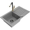 Mexen Pablo egymedencés gránit mosogató csepegtetővel és Flora konyhai csapteleppel, szürke - 6510-71-670401-57-B