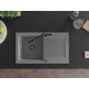 Mexen Pablo chiuvetă de granit cu un compartiment, cu picurător și baterie de bucătărie Flora, Gri - 6510-71-670401-70-B