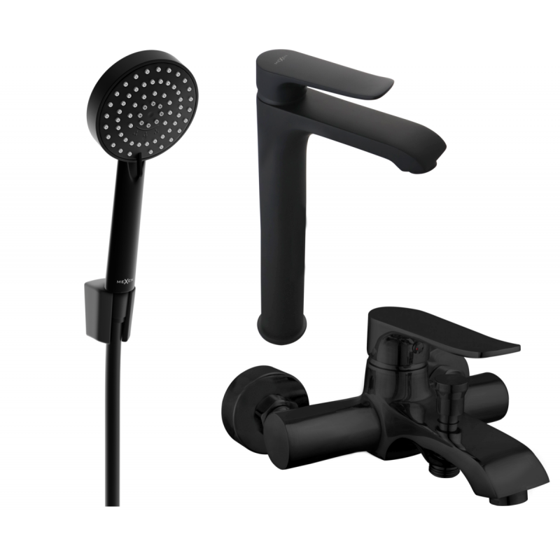 Mexen Pecos R75 fürdőkád szett, fekete - 72713R75-70