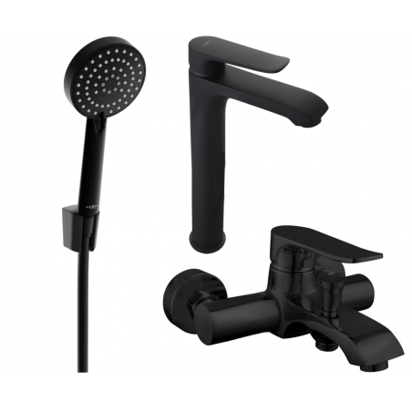 Mexen Pecos R75 fürdőkád szett, fekete - 72713R75-70