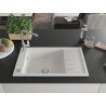 Mexen Elias chiuvetă de granit cu o cuvă și scurgător, cu baterie de bucătărie Flora, albă - 6511-20-670401-00