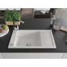 Mexen Elias chiuvetă de bucătărie din granit cu 1 compartiment cu scurgător și baterie Flora, alb - 6511-20-670401-07