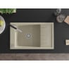 Mexen Elias chiuvetă de granit cu un compartiment, cu picurător și baterie de bucătărie Flora, Bej - 6511-69-670401-07