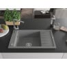 Mexen Elias chiuvetă de granit cu un compartiment, cu picurător și baterie de bucătărie Flora, Gri - 6511-71-670401-00