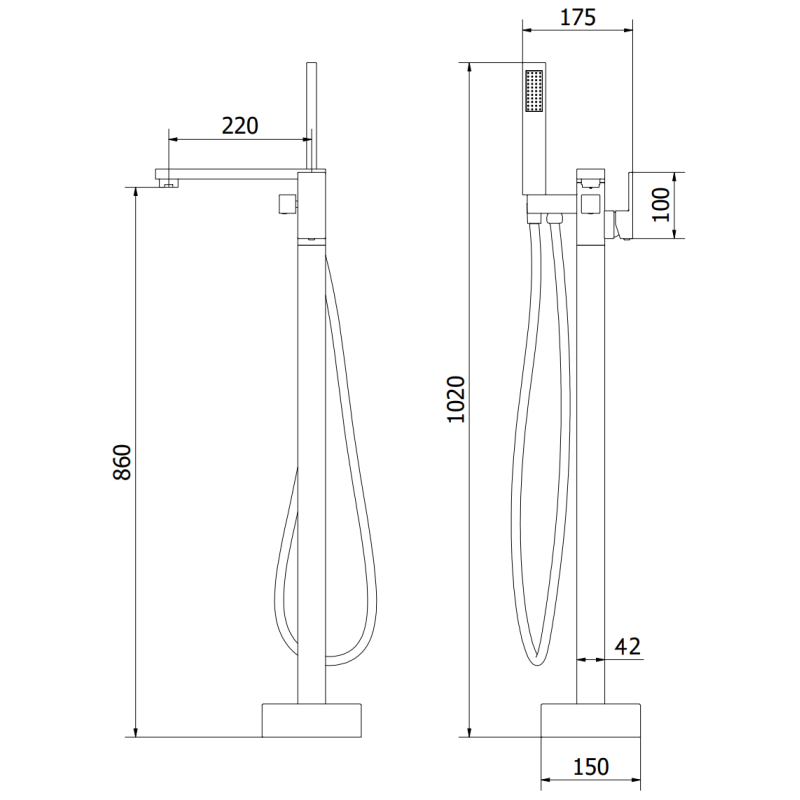 Mexen Urano szabadon álló fürdőkád csaptelep, arany - 75233-50