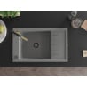 Mexen Elias chiuvetă de granit cu 1 compartiment, scurgător și baterie de bucătărie Flora, gri - 6511-71-670401-57-B
