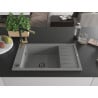 Mexen Elias chiuvetă de granit cu 1 compartiment, scurgător și baterie de bucătărie Flora, gri - 6511-71-670401-57-B