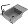 Mexen Elias gránit mosogató 1-medencés csepegtetővel és Flora konyhai csappal, szürke - 6511-71-670401-70-B