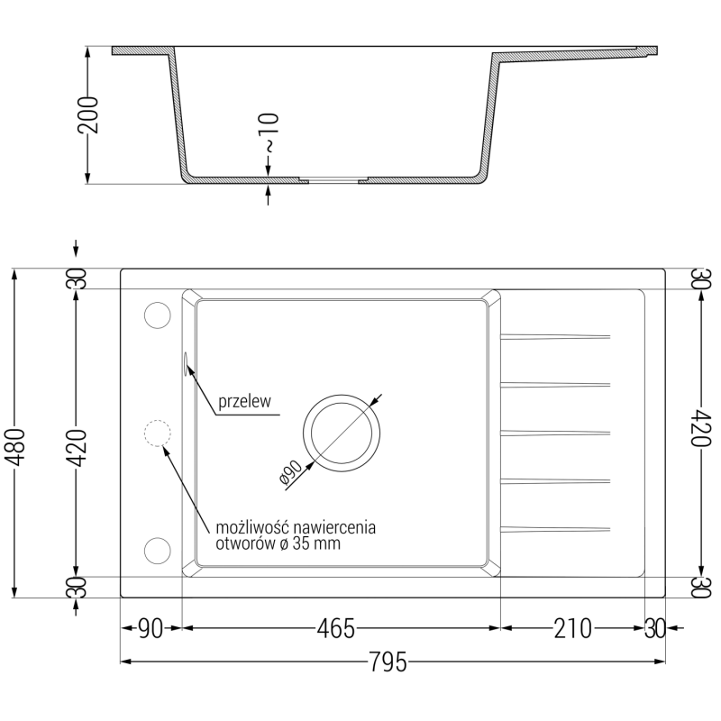 Mexen Elias chiuvetă de granit 1-cu o cuvă cu picurător și baterie de bucătărie Flora, gri - 6511-71-670401-70-B
