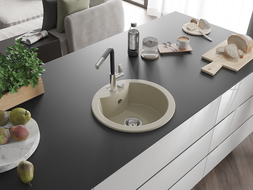 Mexen Diego egymedencés gránit mosogató Flora konyhai csapteleppel, bézs - 6512-69-670401-07