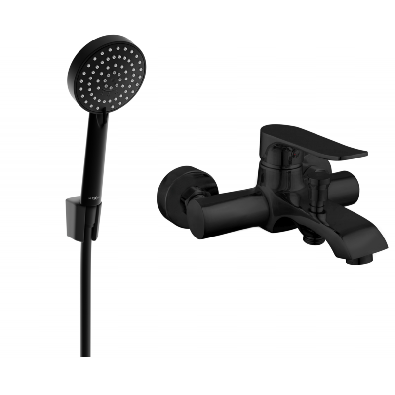 Mexen Pecos R75 baterie cadă cu set pentru duș, Neagră - 7273R75-70