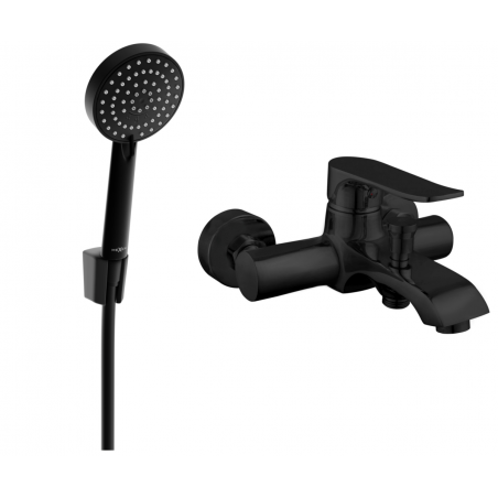 Mexen Pecos R75 baterie cadă cu set pentru duș, Neagră - 7273R75-70