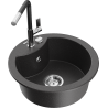 Mexen Diego chiuvetă de bucătărie din granit cu 1 cuvă cu baterie Flora, negru cu pete - 6512-76-670401-07