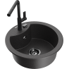 Mexen Diego chiuvetă granit 1-cameră cu baterie de bucătărie Flora, negru stropit - 6512-76-670401-70-B
