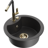 Mexen Diego chiuvetă de granit cu o cameră cu baterie de bucătărie Flora, negru cu pete - 6512-76-670401-75-G