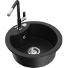 Mexen Diego chiuvetă de granit cu 1 bazin cu baterie de bucătărie Flora, negru - 6512-77-670401-07