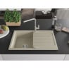 Mexen Bruno chiuvetă de granit cu un compartiment, cu picurător și baterie de bucătărie Flora, Bej - 6513-69-670401-00